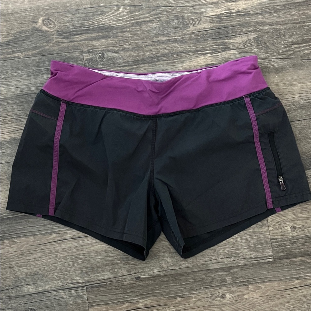 Lululemon Athletica Black and Purple Athletic Shorts